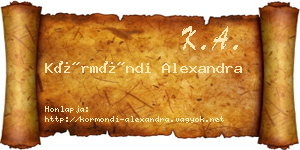 Körmöndi Alexandra névjegykártya