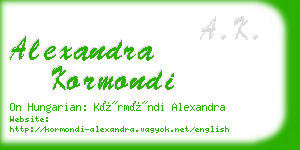 alexandra kormondi business card